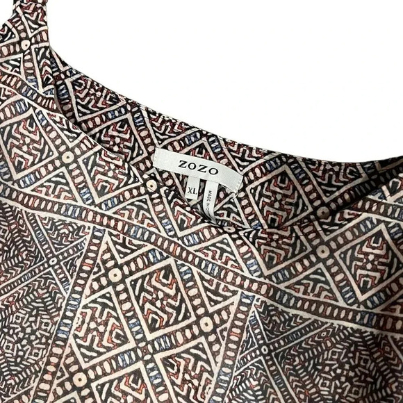 Zozo Grayish Aztec Print Shark Bite Midi Tank Dress XL - Picture 3 of 4